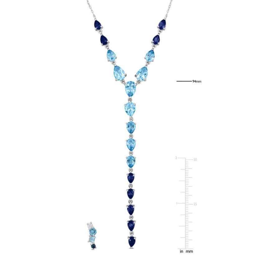 2 Piece Set of Swiss London Sky Blue & White Topaz Earrings & Necklace in Sterling Silver, 18"+2"Ext .