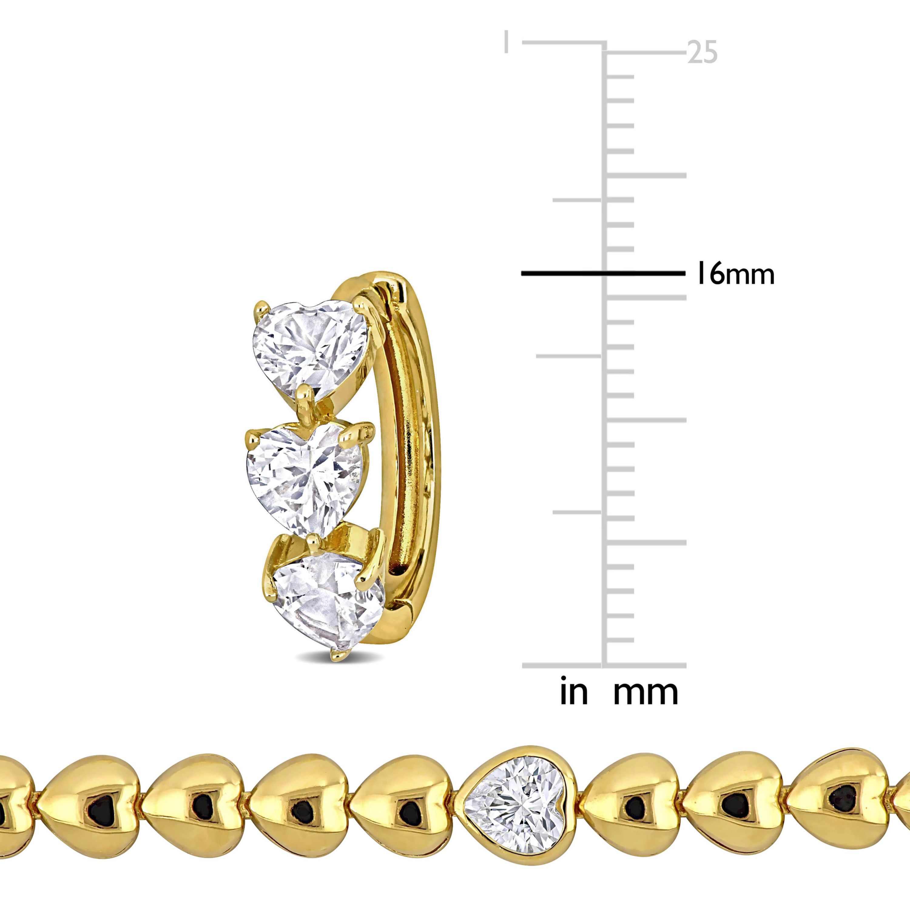 Lab Created 2 Piece Set of Created White Sapphire Hoop Earrings & Tennis Bracelet in Yellow Plated Sterling Silver, 7"