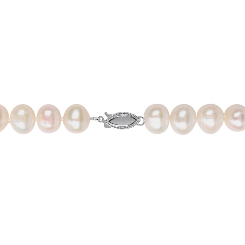 3 Piece Set of 8-9mm Freshwater Cultured Pearl Bracelet, Earrings & Necklace in Sterling Silver, 16" & 7 "