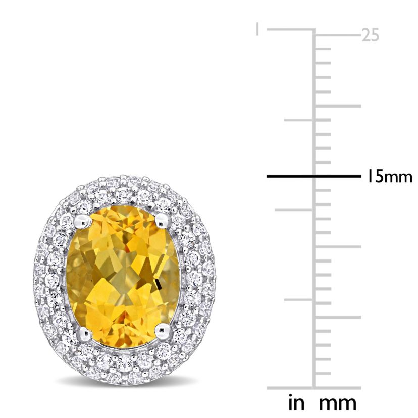 Citrine & White Topaz Earrings in Sterling Silver