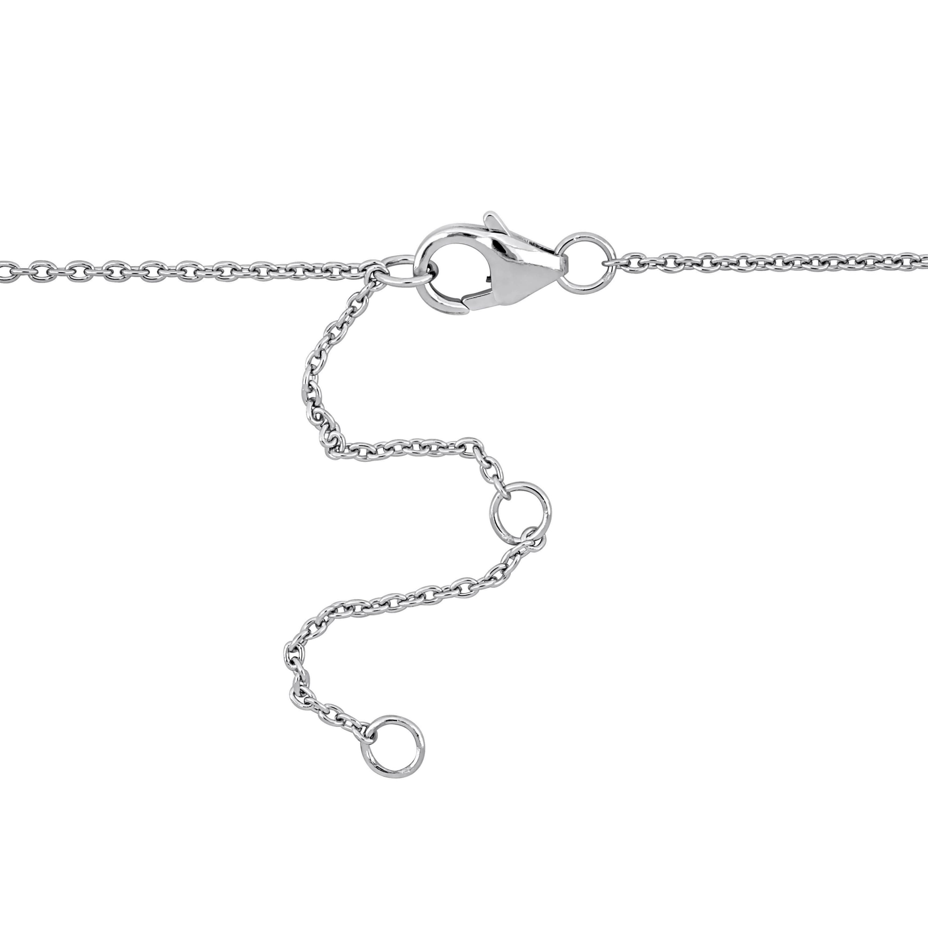 Blue Topaz & White Topaz Necklace in Sterling Silver, 18"+2" ext.