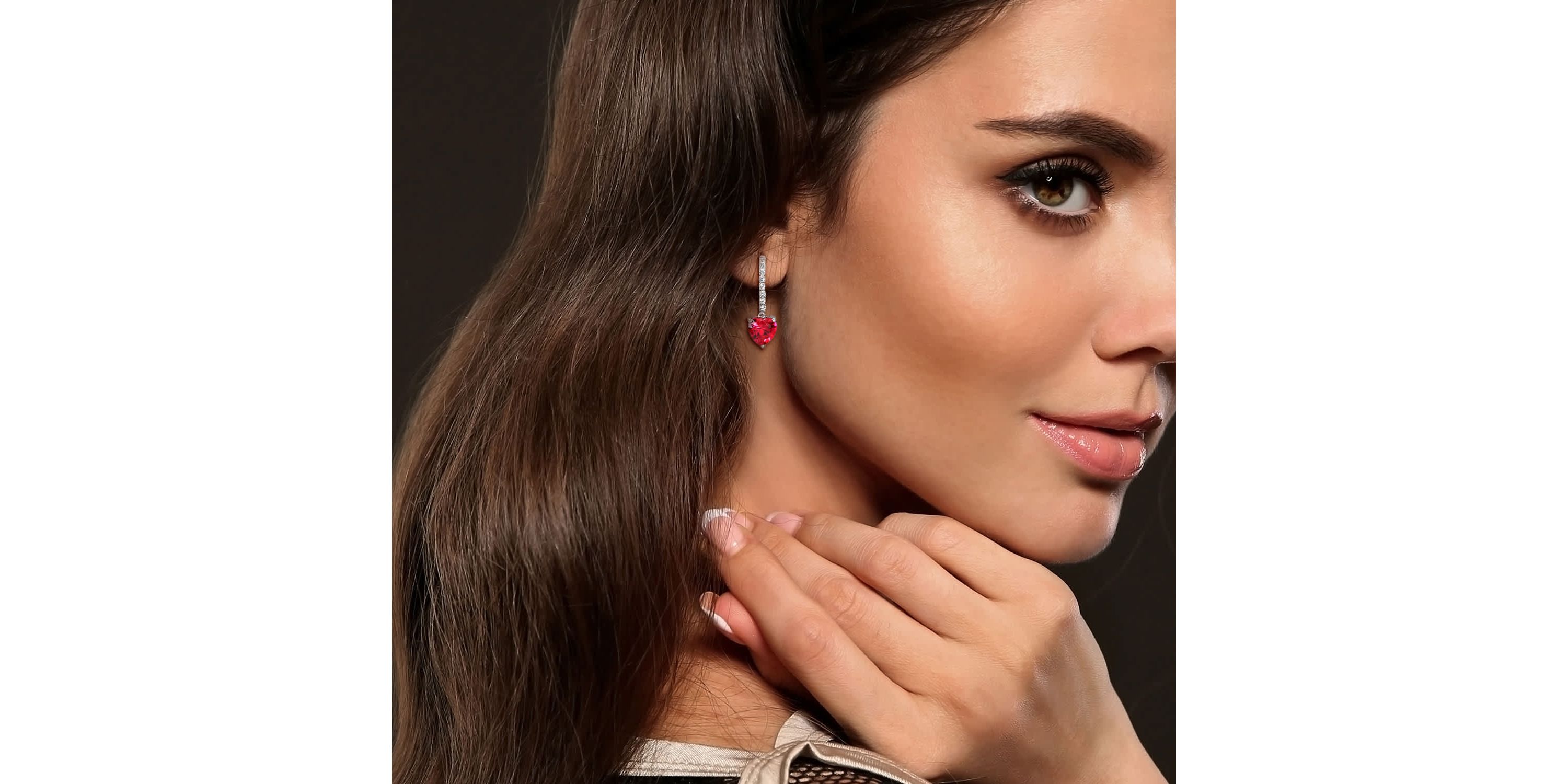 Lab Created Created Ruby & Created White Sapphire Drop Earrings in Sterling Silver