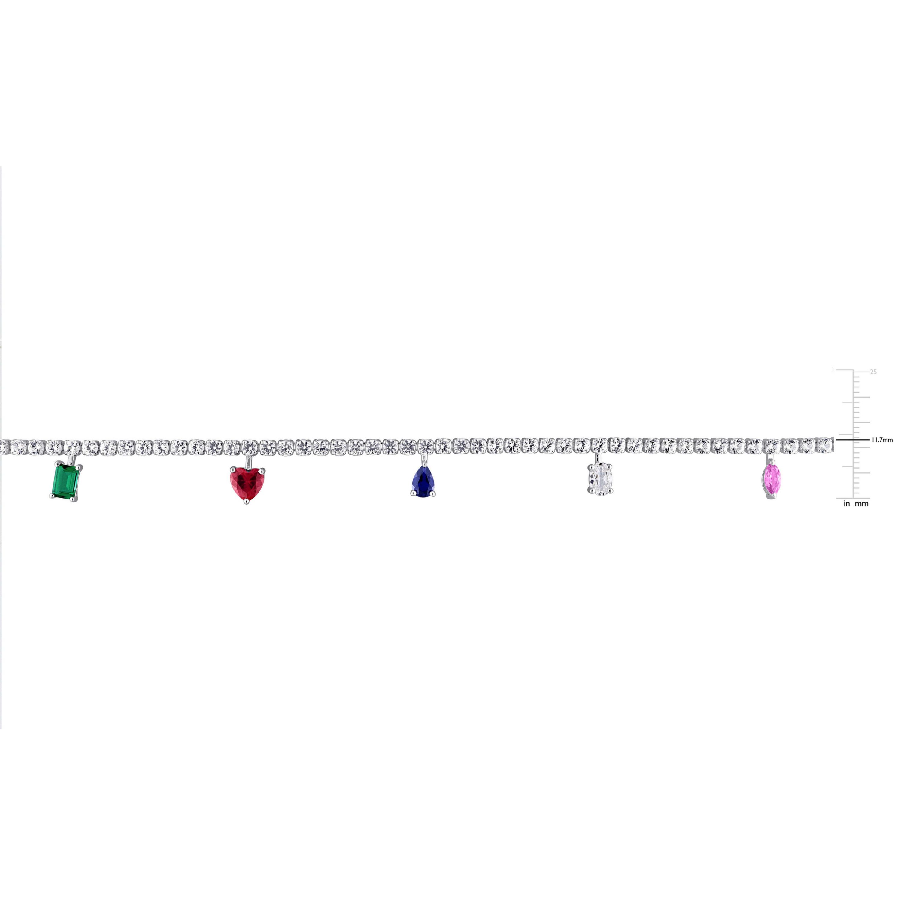 Lab Created Created Multi-Gemstone Necklace in Sterling Silver, 17-in