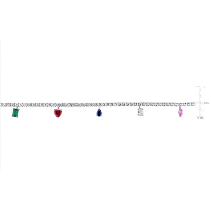 Lab Created Created Multi-Gemstone Necklace in Sterling Silver, 17-in