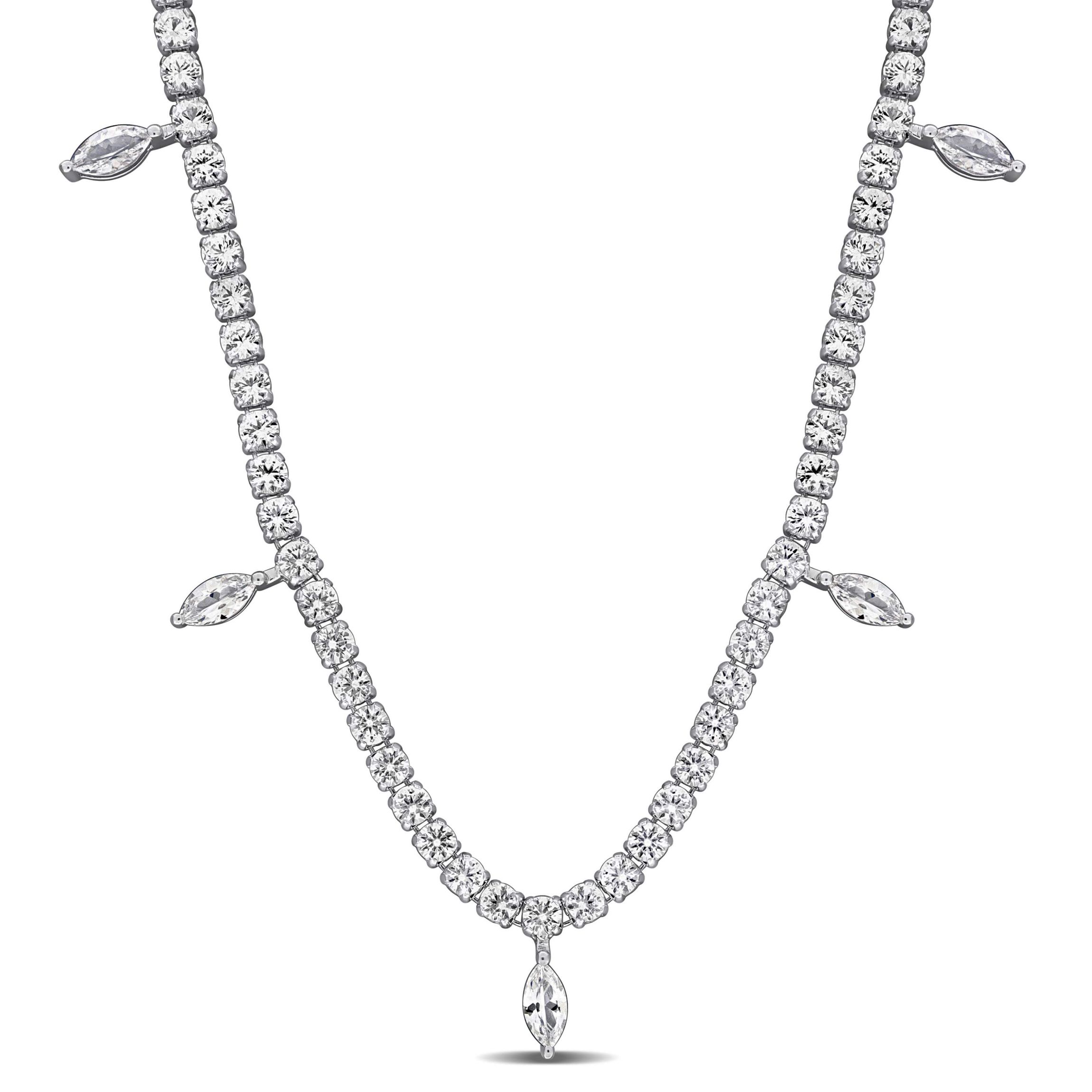 Lab Created Created White Sapphire Necklace in Sterling Silver, 17"
