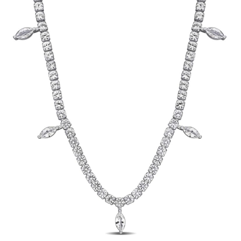 Lab Created Created White Sapphire Necklace in Sterling Silver, 17"