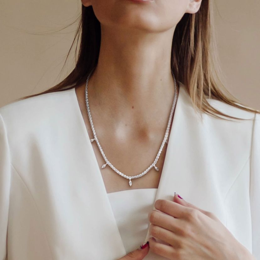 Lab Created Created White Sapphire Necklace in Sterling Silver, 17"
