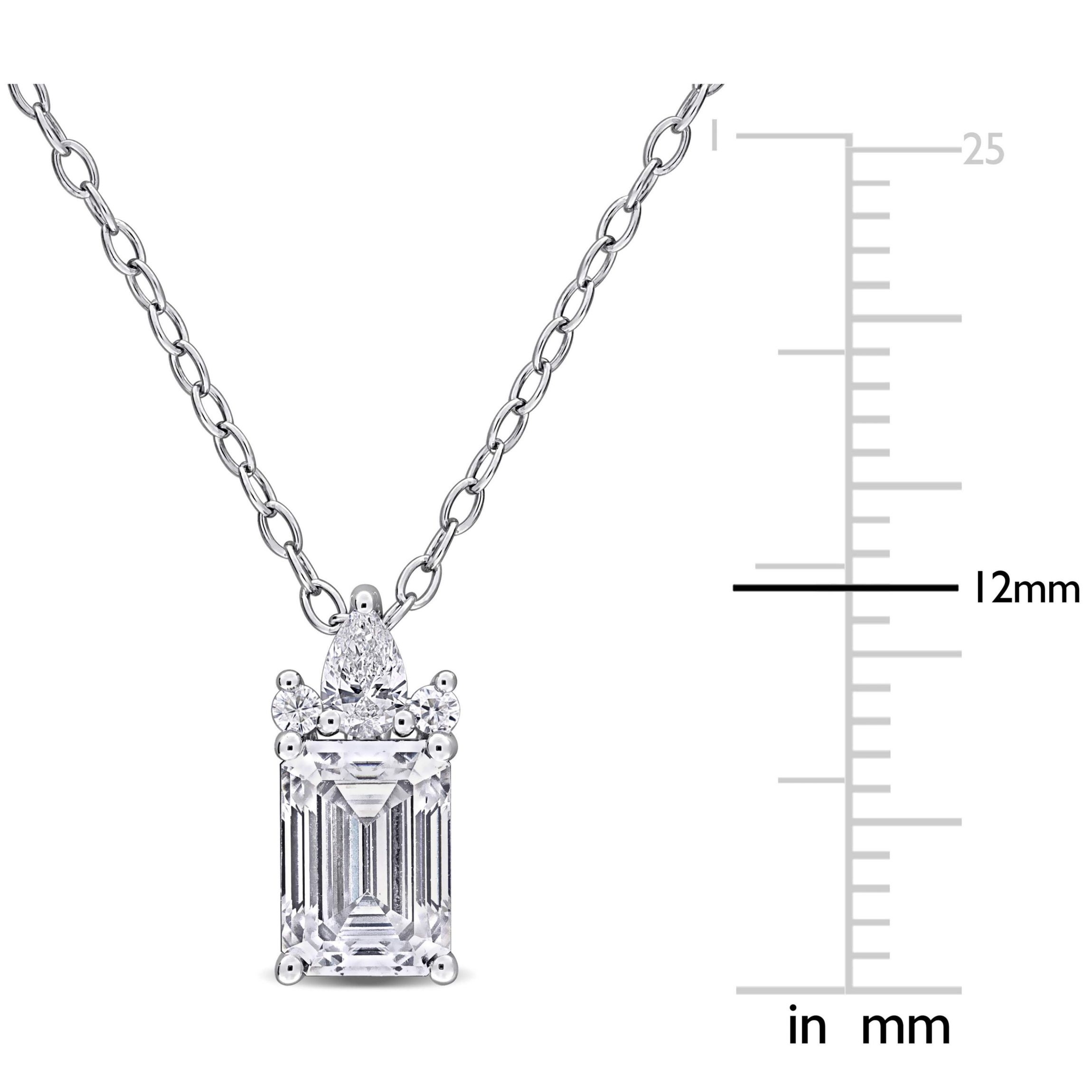 Lab Created Created White Moissanite Pendant With Chain in Sterling Silver, 18"