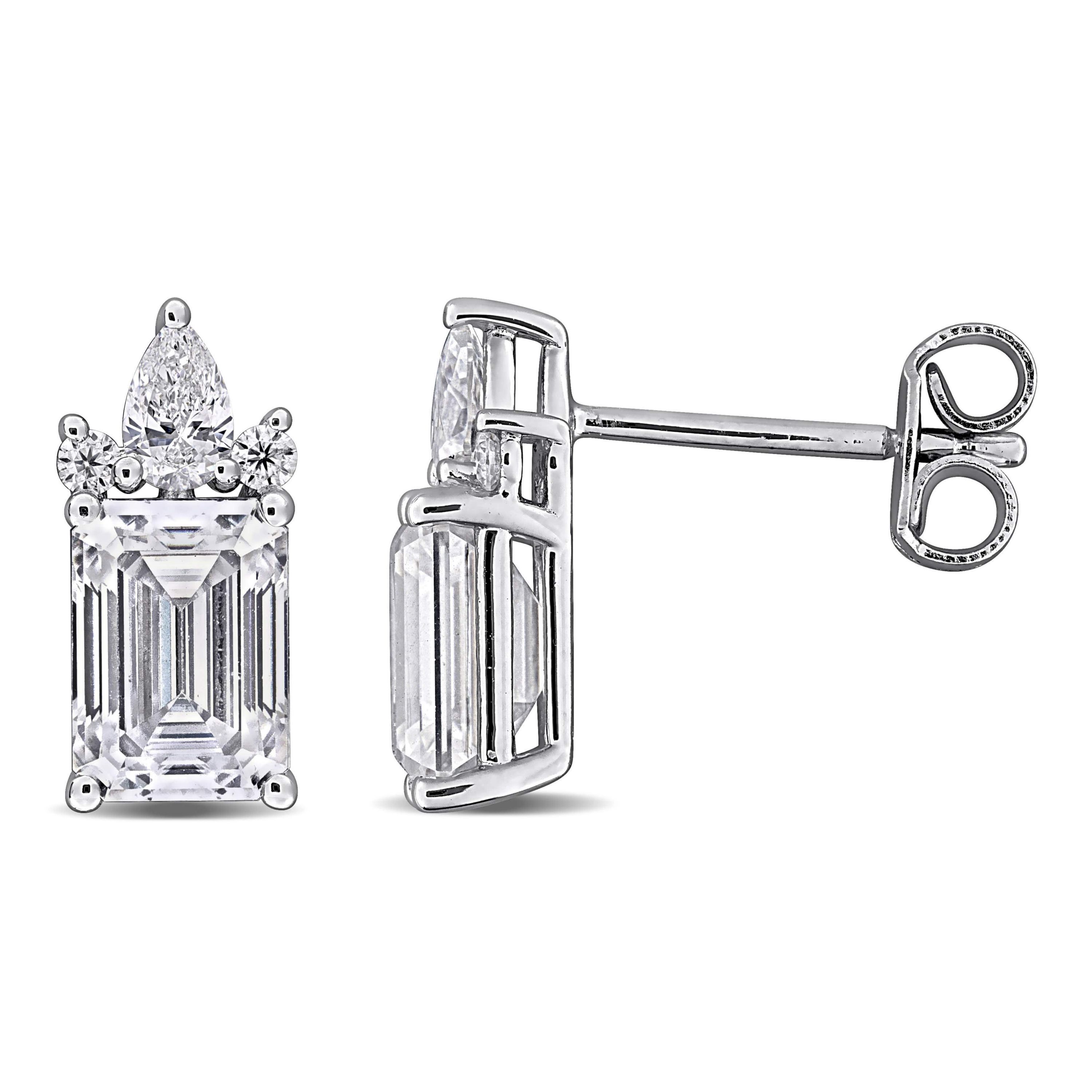 Lab Created Created White Moissanite Stud Earrings in Sterling Silver