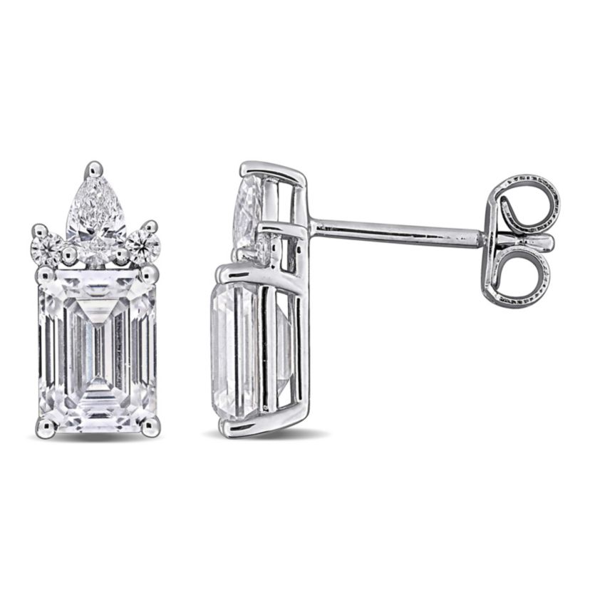 Lab Created Created White Moissanite Stud Earrings in Sterling Silver