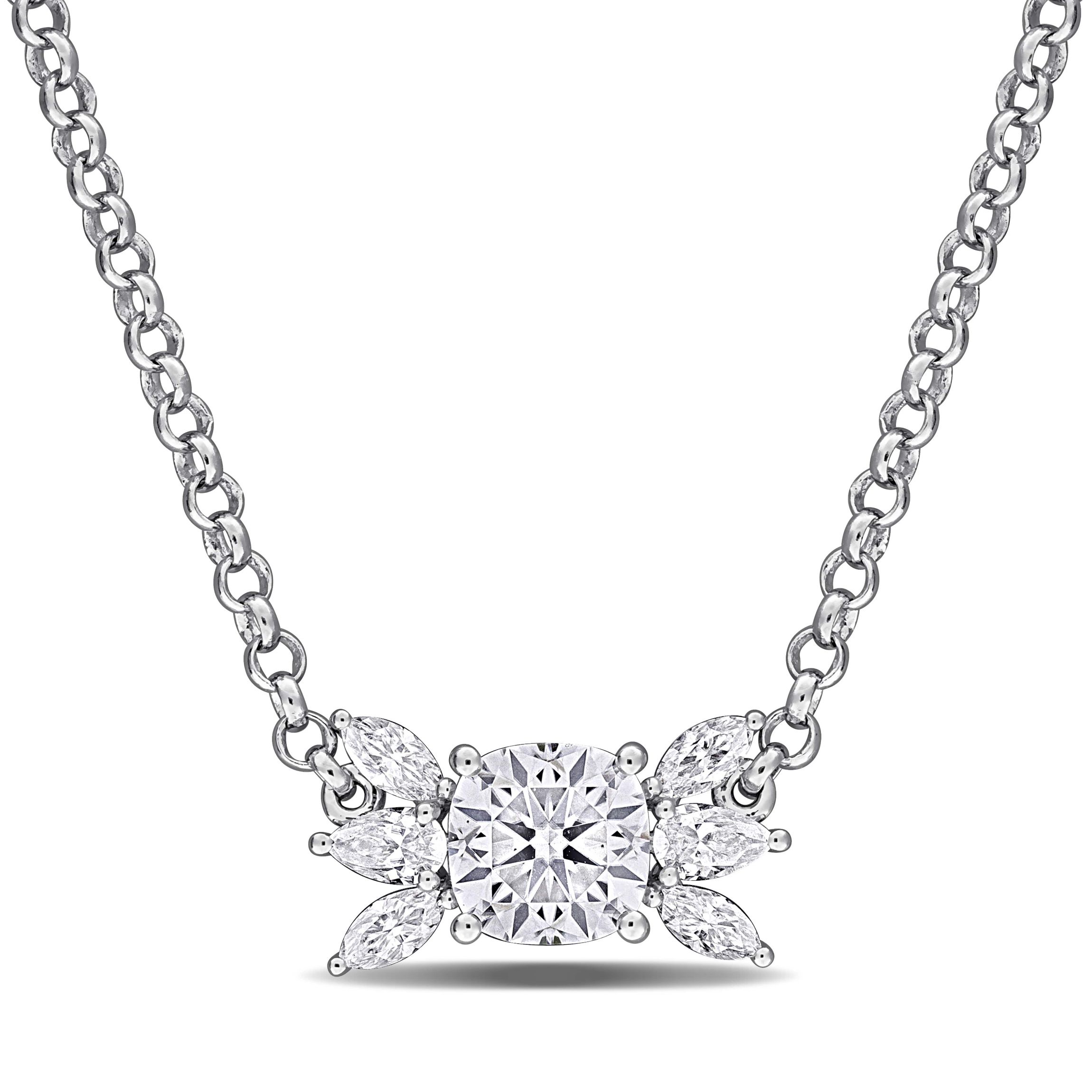 Lab Created Created White Moissanite Necklace in Sterling Silver, 17"