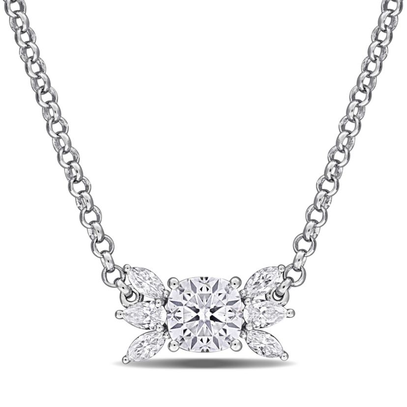 Lab Created Created White Moissanite Necklace in Sterling Silver, 17"