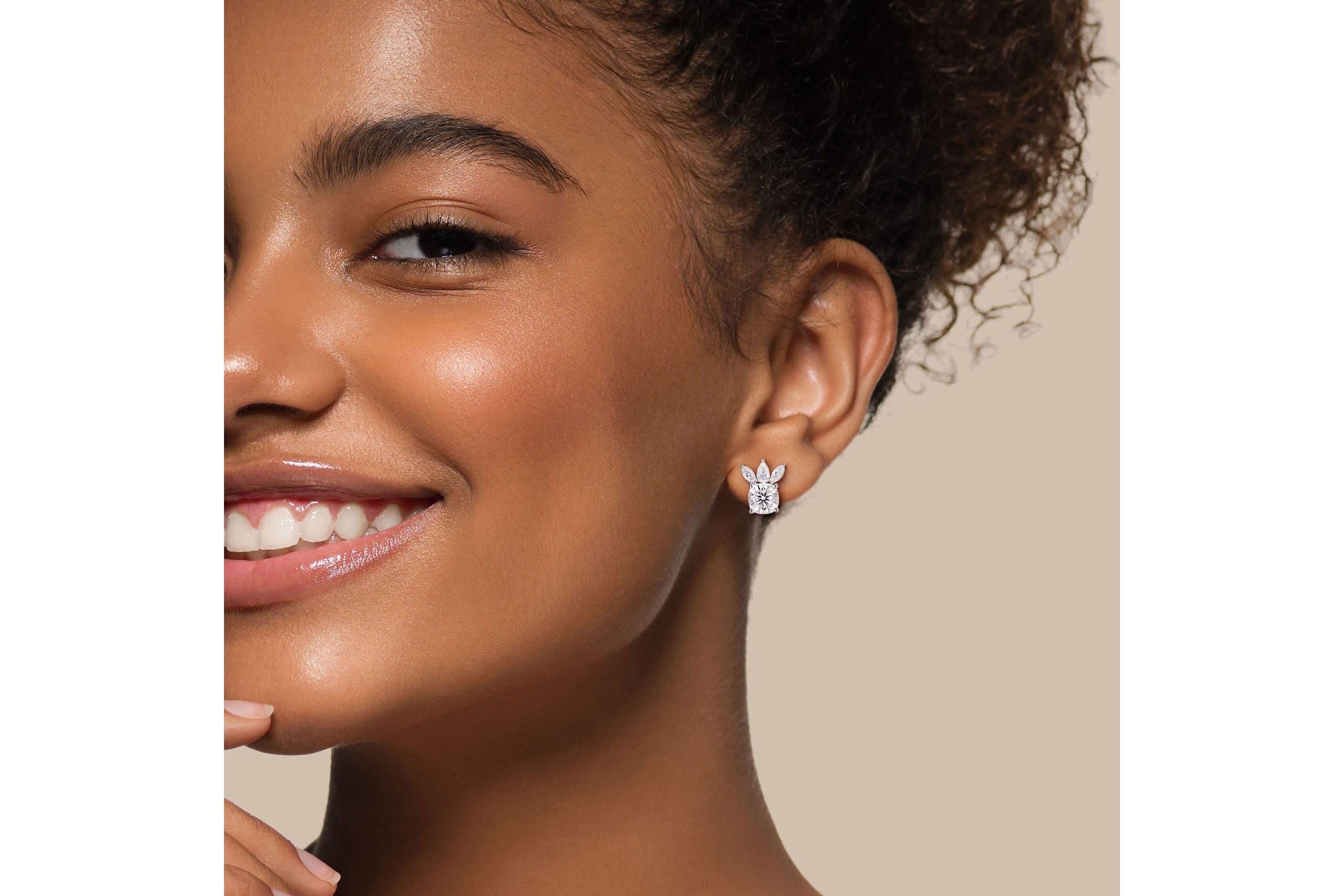 Lab Created Created White Moissanite Stud Earrings in Sterling Silver