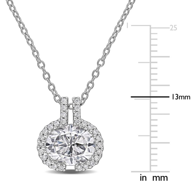 Lab Created Created White Moissanite Pendant With Chain in Sterling Silver, 17"