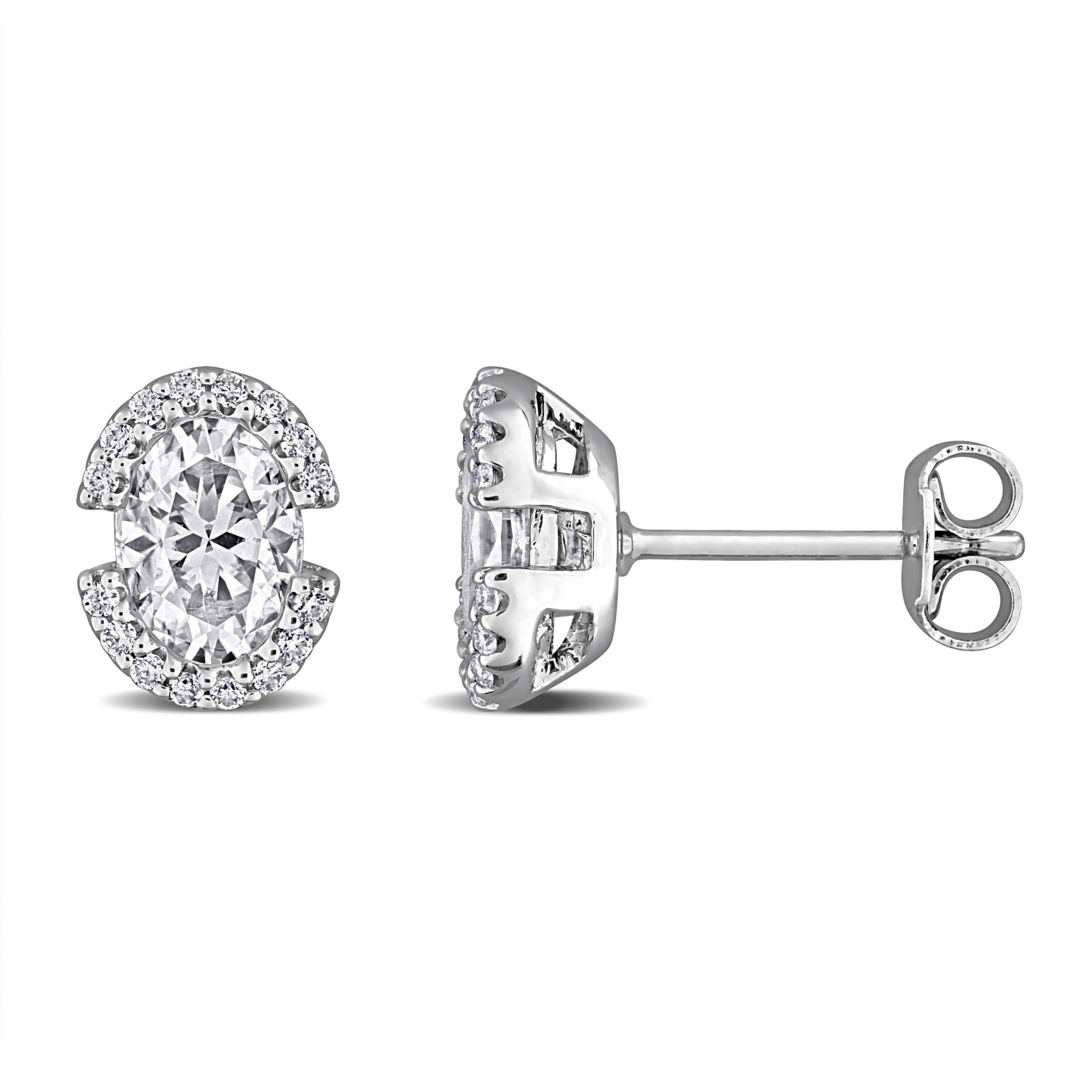 Lab Created Created White Moissanite Stud Earrings in Sterling Silver