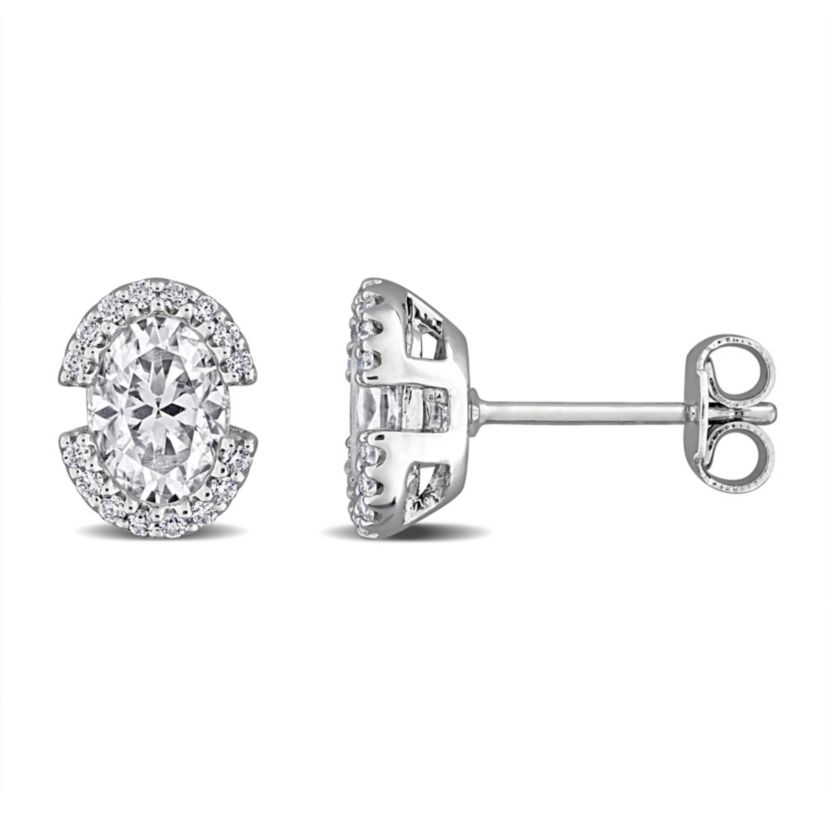 Lab Created Created White Moissanite Stud Earrings in Sterling Silver