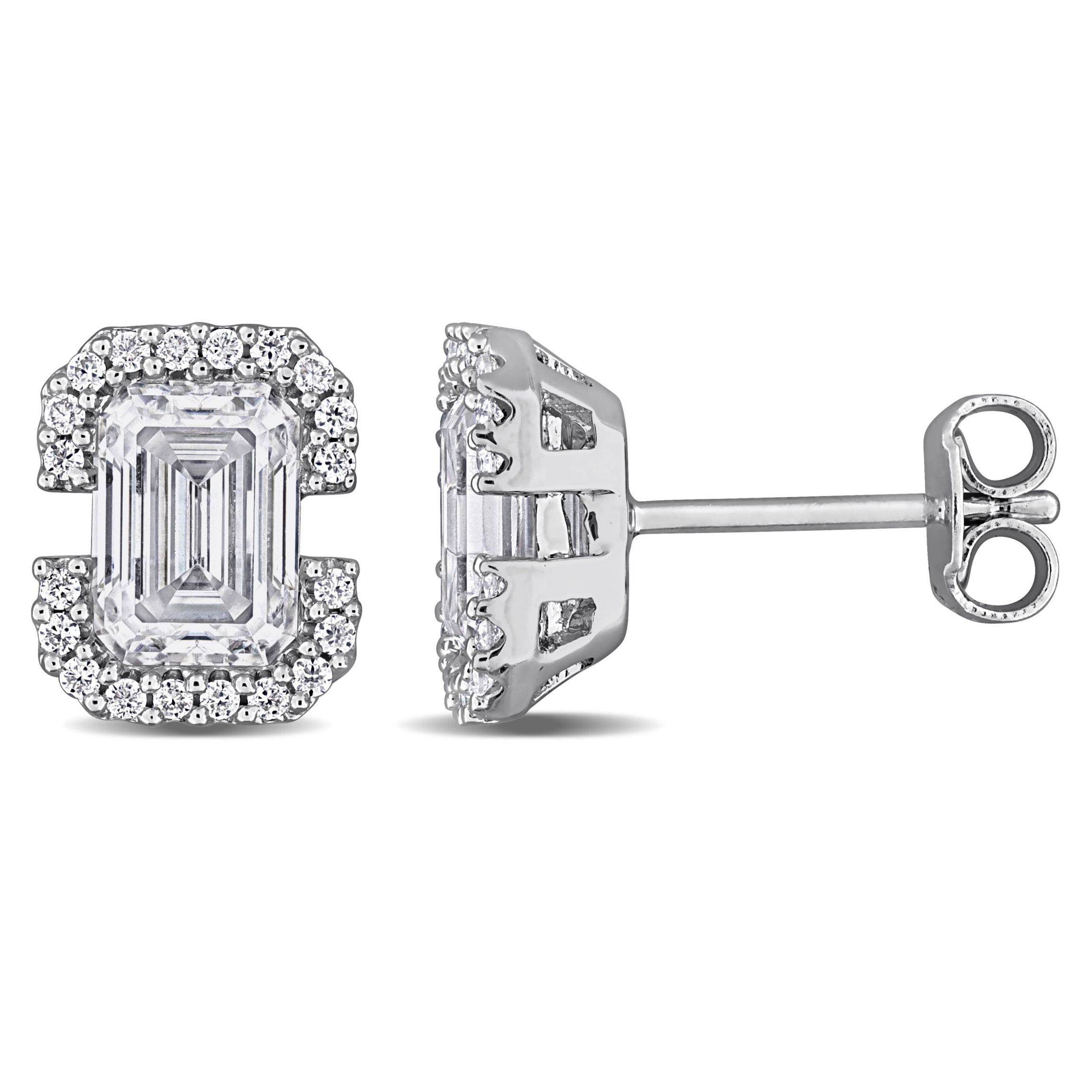Lab Created Created White Moissanite Stud Earrings in Sterling Silver