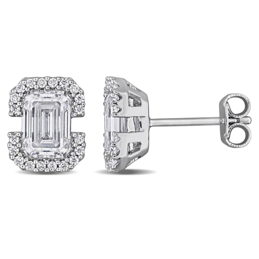 Lab Created Created White Moissanite Stud Earrings in Sterling Silver