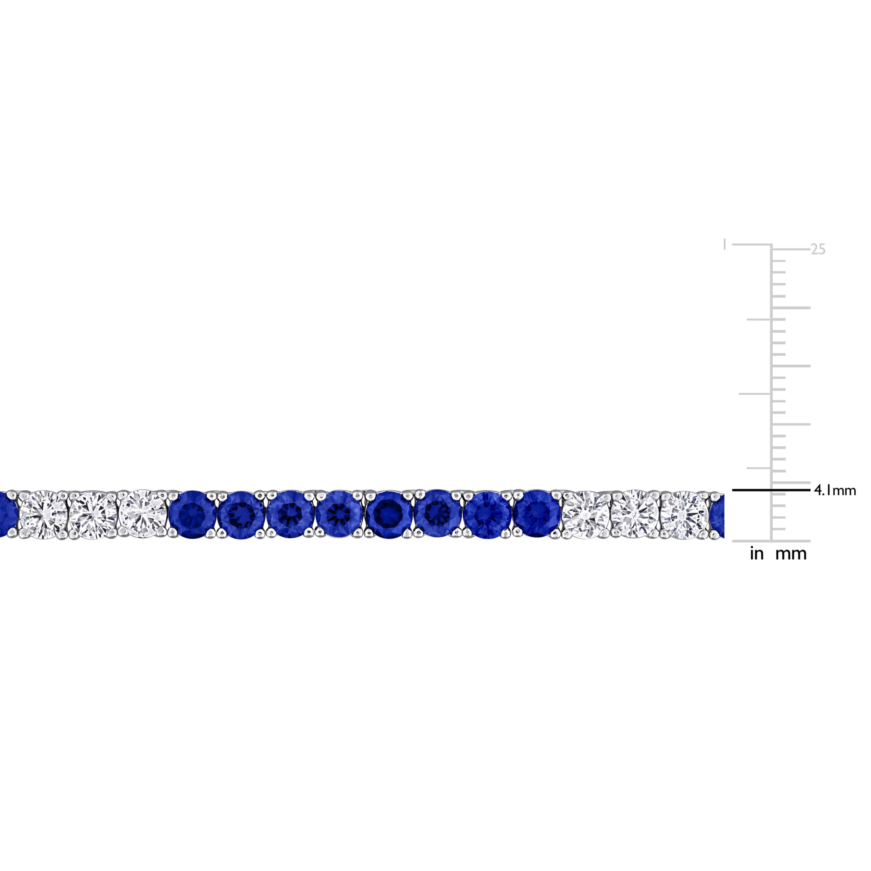 Lab Created Created Blue & White Sapphire Necklace in Sterling Silver, 17"