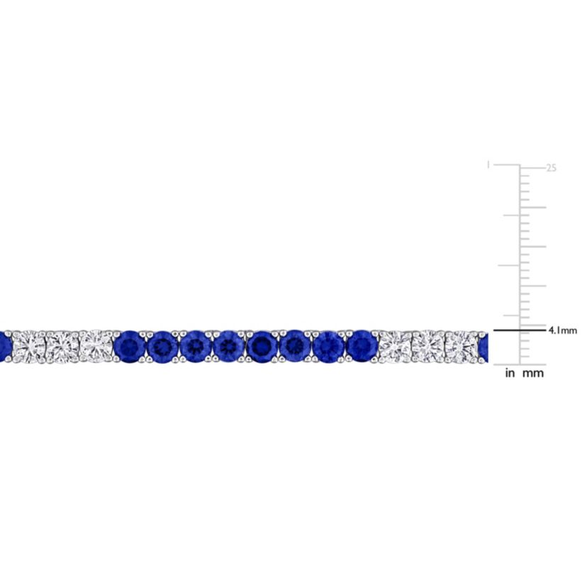 Lab Created Created Blue & White Sapphire Necklace in Sterling Silver, 17"
