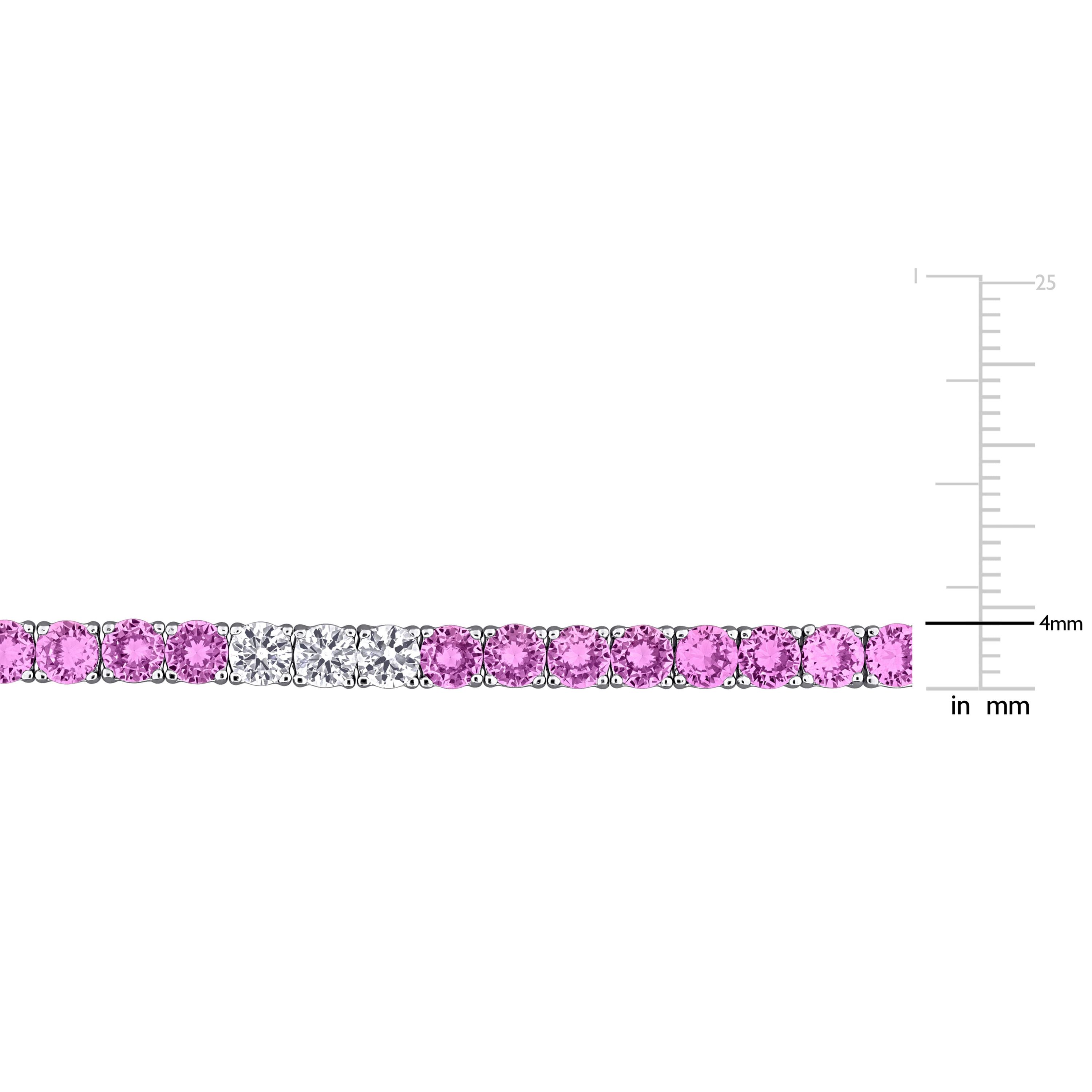 Lab Created Created White Sapphire & Created Pink Sapphire Bracelet in Sterling Silver, 7.5"