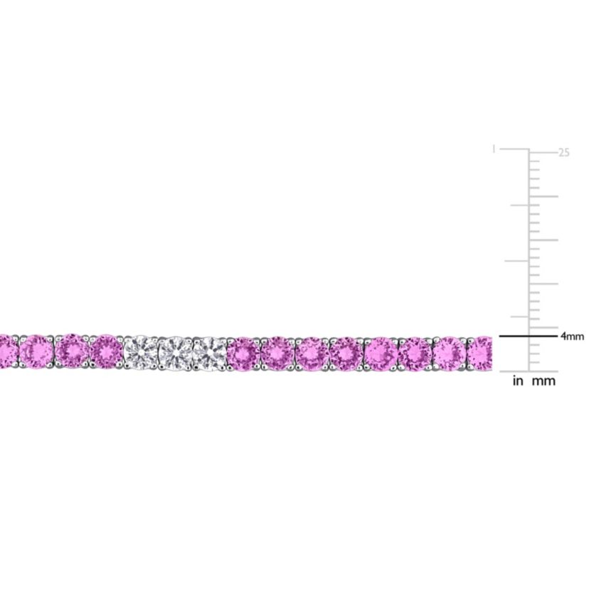 Lab Created Created White Sapphire & Created Pink Sapphire Bracelet in Sterling Silver, 7.5"