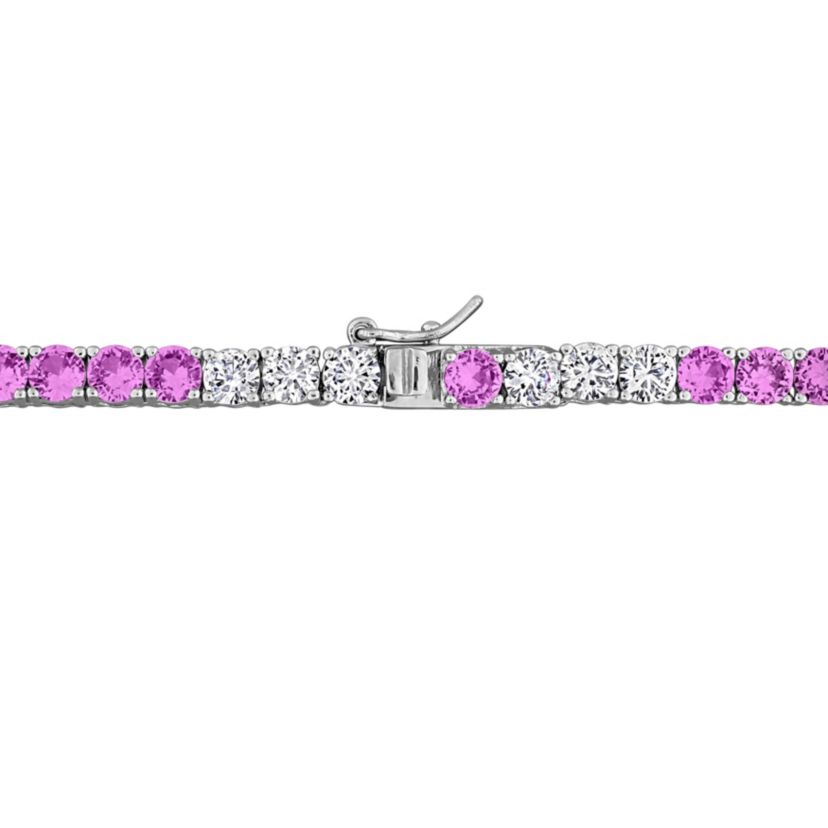 Created Gemstone & Created White Sapphire Necklace in Sterling Silver, 17"