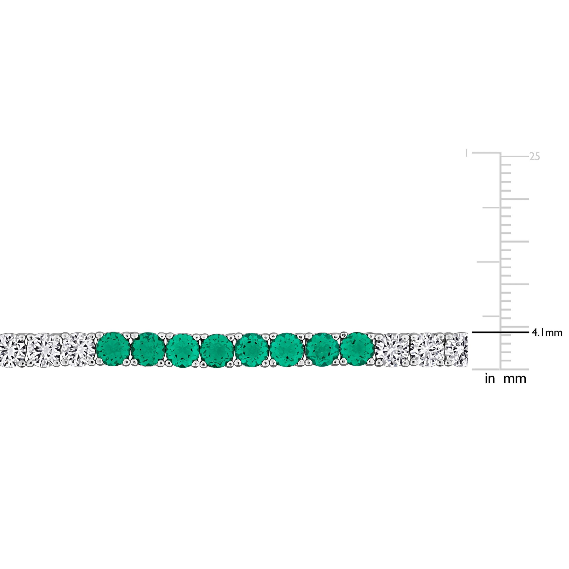 Lab Created Created Emerald & Created White Sapphire Necklace in Yellow Plated Sterling Silver, 17"