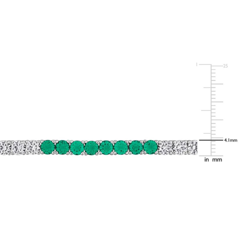 Lab Created Created Emerald & Created White Sapphire Necklace in Yellow Plated Sterling Silver, 17"