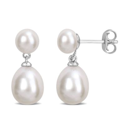 Belk & Co 8-8.5mm Freshwater Cultured Pearl Drop Earrings in Sterling Silver
