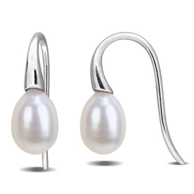 Belk & Co 6-7mm Freshwater Cultured Pearl Curved Shepherd Hook Earrings in Sterling Silver