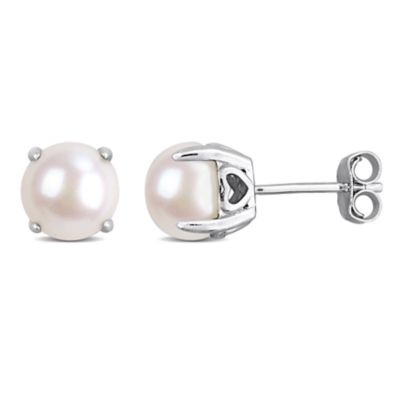 Belk & Co 7.5-8mm Freshwater Cultured Pearl Earrings in Sterling Silver