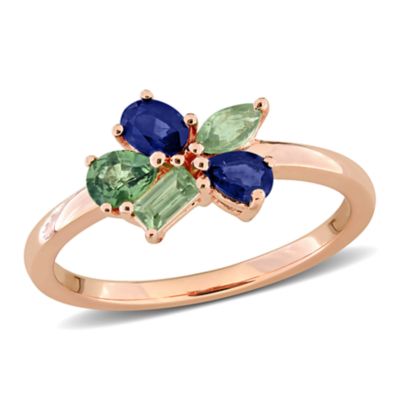 Belk & Co Multi-Color Sapphire Ring in Rose Plated Sterling Silver, Pink, 6