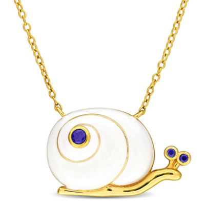 Belk & Co Lab Created Blue Sapphire Pendant With Chain in Yellow Plated Sterling Silver-18"