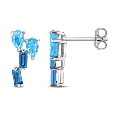 Belk & Co Swiss & London Blue Topaz Earrings in Sterling Silver