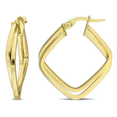 Belk & Co 21.5mm 2-Row Square Hoop Earrings in 10K Yellow Gold
