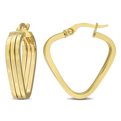 Belk & Co Triple V-Shape Hoop Earrings in 10K Yellow Gold