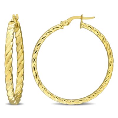 Belk & Co 34mm Twist Hoop Earrings in 10K Yellow Gold
