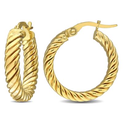 Belk & Co 20mm Textured Hoop Earrings in 10K Yellow Gold