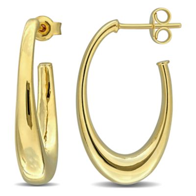 Belk & Co Puffed Oval Hoop Earrings in 14K Yellow Gold