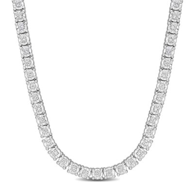 Belk & Co Lab Grown Diamond Necklace in Sterling Silver- 24 in