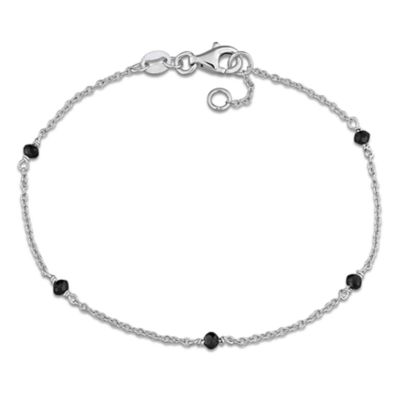 Belk & Co Black Diamond Bracelet in Sterling Silver - 7 + 0.5 Ext, White