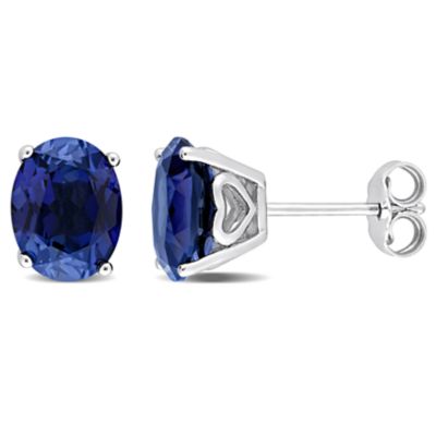 Belk & Co Lab Created Blue Sapphire Earrings in Sterling Silver