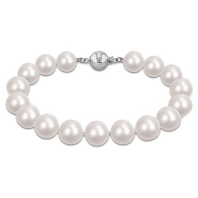 Belk & Co 9- 10mm Freshwater Cultured Pearl Bracelet in Sterling Silver - 7.5 in, White