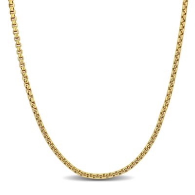Belk & Co Hollow Round Box Link Chain Necklace in 14K Yellow Gold, 24"
