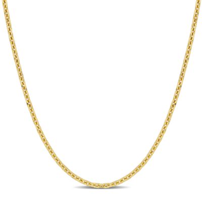 Belk & Co 1mm Diamond-Cut Cable Chain Necklace in 14K Yellow Gold, 18"