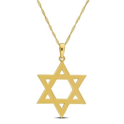 Belk & Co Star of David Pendant with Chain in 10K Yellow Gold, 17"