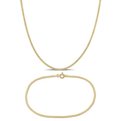 Belk & Co 1.55mm Serpentine Chain Necklace and Anklet Set in 10K Yellow Gold, 18" + 9"