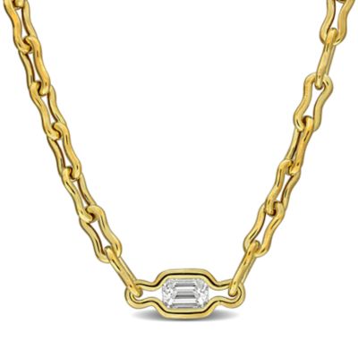 Belk & Co Lab Created 2ct. t.w. Diamond Necklace in Yellow Plated Sterling Silver - 17 in