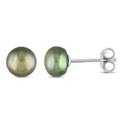 Belk & Co 6-7 mm Pistachio Freshwater Cultured Pearl Earrings in Sterling Silver
